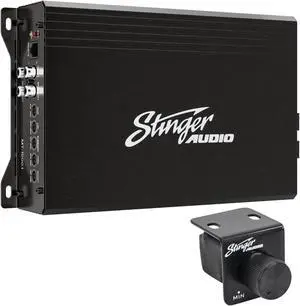STINGER Audio MT15001 Monoblock 1500 Watt RMS Car Audio Subwoofer Amplifier with Remote Subwoofer Level Control  Class D Mosfet Power Supply
