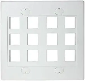 Keystone Wall Plate Double Gang 12-Port White (1 Piece Flush) Keystone Wall Plate Double Gang 12-Port White (1 Piece Flush)