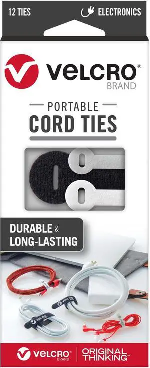 VELCRO Brand Portable Cord Organizer Ties | Organize Headphone Wires  Charging Cables  Power Cords in Backpacks Briefcases and Travel Bags | 3 Sizes and Colors  12 pcs  12pk Cord Ties