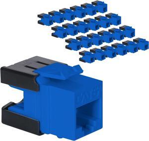 ICC CAT6A Keystone Jack for HD Style Wallplate or Patch Panel - RJ45 - UL Listed Ethernet Cable Connector - PoE++ Rated - Compatible with JackEasy Termination Tool - Blue - 25-Pack