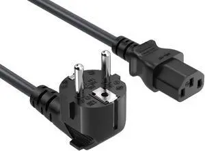 CableLeader 3ft CEE 7/7 to IEC320 C13 Right Angle European Schuko Power Cord 18AWG 10A/250V, European Travel Plug, Power Cord for Type C Outlet Italy Spain Germany France EU, Black