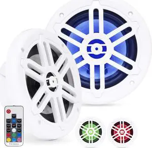 BMRGBWH 500W Peak (250W RMS) 6.5" 2-Way White Coaxial Marine Speakers with Multi-Color LED Lighting for Boats/ATV/UTV/SxS/Powersport BMRGBWH 500W Peak (250W RMS) 6.5" 2-Way White Coaxial Marine Speakers with Multi-Color LED Lighting for Boats/ATV/UTV/SxS/Powersport