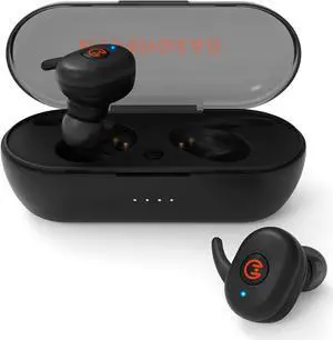 HyperGear Active True Wireless Bluetooth Earbuds + Portable Pocket-Sized Charging Case [Quick Pairing] Noise Cancelling Mic.  Built-in Touch Control  HD Stereo Sound  IPX5 Waterproof (Black) 14316