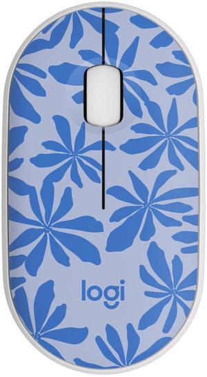 Logitech M340 Wireless Mouse with Limited Edition Prints  USB Receiver and Silent Clicks  Portable Wireless Mouse for Laptop  PC  Windows  Chrome  Surface - Blue Floral