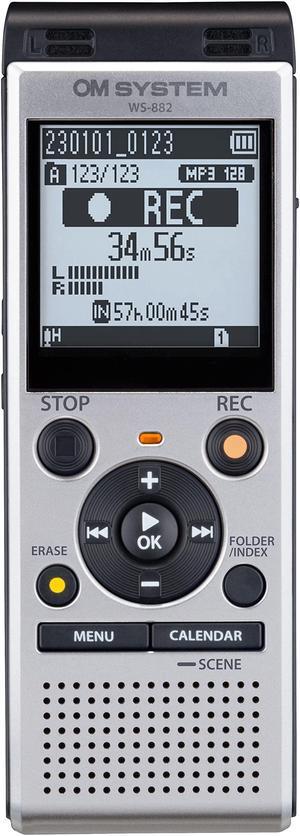 Om System Ws-882 Digital Voice Recorder With Stereo Microphones, 6 Recording Scenes, Direct Usb, Voice Filter, Low-Cut Filter, 4 Gb Memory, Voice Balancer, Intelligent Auto Mode, Vcva