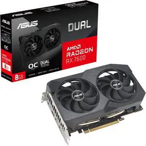 Asus Dual Radeon Rx 7600 V2 Oc Edition 8Gb Gddr6 Gaming Graphics Card (Amd Radeon Rx7600, Pcie 4.0, 1X Hdmi 2.1, 3X Displayport 1.4A, Dual-Rx7600-O8G-V2)
