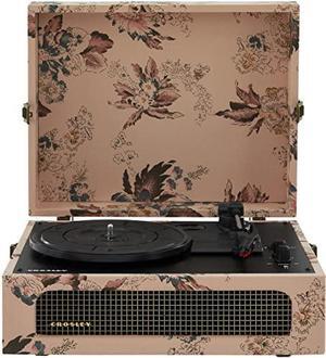 Crosley Cr8017B-Fl Voyager Vintage Portable Vinyl Record Player Turntable With Bluetooth In/Out And Built-In Speakers, Floral