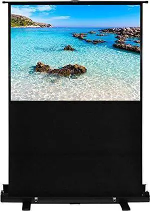 HamiltonBuhl 100" Diag. (49x87) Portable Floor Rising Screen, HDTV Format, Matte White Fabric
