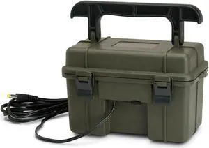 12V Battery Box Kit - Portable Compact Waterproof Sealed Battery Charging Box for Hunting Trail Cameras w/ External Power Jack | AC Charger, 10Ft Steel Cable Included 12V Battery Box Kit - Portable Compact Waterproof Sealed Battery Charging Box for Hunting Trail Cameras w/ External Power Jack | AC Charger, 10Ft Steel Cable Included