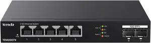 Tenda TEM2007X  5 Port 2.5G Ethernet Switch  Unmanaged 2.5Gb Switch with 5 x 2.5G Ports & 2 x 10Gb SFP+ Slots  50Gbps Switching Capacity  Plug & Play  Desktop/ Wall-Mount  Fanless Metal Design