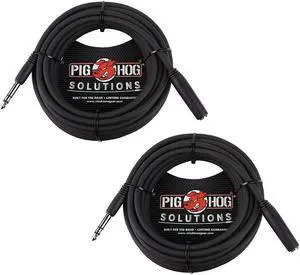 Pig Hog PHX14-25 1/4"" TRSF to 1/4"" TRSM Headphone Extension Cable  25 Feet (2-Pack)
