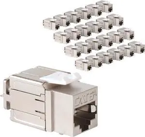 ICC CAT6A Keystone Jack in FTP - Shielded Modular Jacks for HD Style - RJ45  8P8C - PoE++ Rated  UL Listed Ethernet Connector - Compatible with JackEasy Termination Tool - 25-Pack