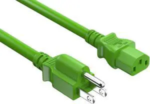 CableLeader 2ft 18 AWG Universal Power Cord IEC320 C13 to NEMA 5-15P, Extension Power Cord, Compatible with Computers, Monitors, Printers & TVs, Green