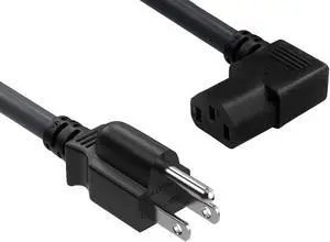 Cable Leader 3 ft 18 AWG Universal Right Angle Power Cord NEMA 5-15P to IEC320 C13R