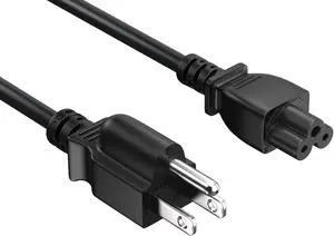 CableLeader 6ft 18 AWG 3-Prong Mickey Mouse Universal AC Power Cable, IEC320 C5 to NEMA 5-15P, for Laptops, Notebooks, Monitors, Printers & Scanners, 10A/125V, Black