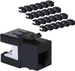 ICC CAT6A Keystone Jack for HD Style Wallplate or Patch Panel - RJ45 - UL Listed Ethernet Cable Connector - PoE++ Rated - Compatible with JackEasy Termination Tool - Black - 25-Pack