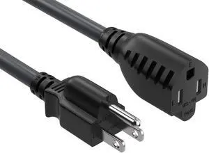 CableLeader 3ft NEMA 5-15P to 5-15R Heavy Duty Power Extension Cord, 14AWG SJT 15A/125V, Outlet Extension Power Cable, NEMA 5-15R to NEMA 5-15P AC Power Cord, UL Listed, Black