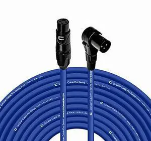 Balanced XLR Cable Female to Right Angle XLR Male - 100 Feet Blue - Pro 3-Pin Microphone Connector for Powered Speakers, Audio Interface or Mixer for Live Performance & Recording Balanced XLR Cable Female to Right Angle XLR Male - 100 Feet Blue - Pro 3-Pin Microphone Connector for Powered Speakers, Audio Interface or Mixer for Live Performance & Recording