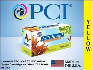 PCI Brand Lexmark 70C1XY0-PCI ECO-Friendly Sustainable Remanufactured Lexmark 70C1XY0 Yellow Toner Cartridge 4000 Page Yield