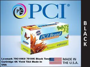 Pci Brand Lexmark 70C1Hk0-Pci Eco-Friendly Sustainable Remanufactured Lexmark 70C1Hk0 Black Toner Cartridge 4000 Page Yield