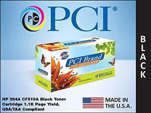 PCI Brand ECO-Friendly Reman HP 204A CF510A Black Toner Cartridge 1100 Pg Yld for HP Color LaserJet Pro M154 series, Pro M180 series, Pro M181 series