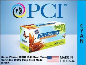 PCI Brand Xerox 106R01144 106R1144 XL Cyan Toner Cartridge 10000 Page Yield for Xerox Phaser 6350, Phaser 6350DP, Phaser 6350DT, Phaser 6350DX