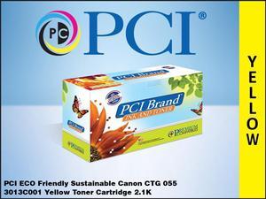 PCI Brand Canon 3013C001N-PCI ECO-Friendly Sustainable Remanufactured Canon Cartridge 055 3013C001 Yellow Toner Cartridge 2.1K Page Yield