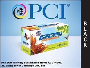 PCI Brand HP CF470X-PCI ECO-Friendly Sustainable Remanufactured HP 657X CF470X XL Black Toner Cartridge 28K Page Yield
