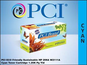 PCI Brand ECO-Friendly Reman HP 206A W2111A Cyan Toner Cartridge 1250 Yld for HP Color LaserJet Pro M255, M255DW, M255NW, M283, Pro M283CDW, M283FDW