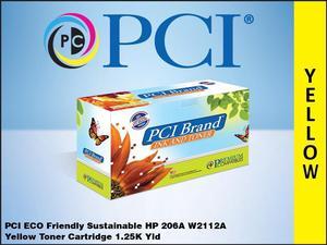 PCI Brand ECO-Friendly Reman HP 206A W2112A Yellow Toner Cartridge 1.25K Pg Yld for HP Color LaserJet Pro M255, M255DW, M255NW, M283, M283CDW, M283FDW