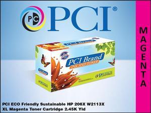 PCI Brand ECO-Friendly Reman HP 206X W2113X XL Magenta Toner Cartridge 2.45K Yield for HP Color LaserJet Pro M255, M255DW M255NW, M283 M283CDW M283FDW
