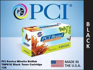 PCI Brand Konica Minolta TNP81K-PCI New Compatible Replacement For Konica Minolta TNP81K (AAJW131) Black Toner Cartridge 13K Yield