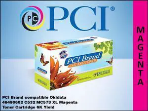 PCI Brand Okidata 46490602-PCI New Compatible Replacement For Okidata 46490602 Magenta Toner Cartridge 6000 Page Yield