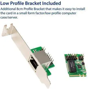Mini Pci-Express M.2 (A+E Key) To Gigabit Ethernet Adapter, 1-Port Rj45 1000Base-T Lan Card, Integrated 10/100/1000M Transceiver, Realtek Rtl8111H Chipset, With Low Profile Bracket