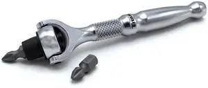 Titan 1/4" Drive Aluminum Swivel Head Micro Ratchet Bit Driver Silver