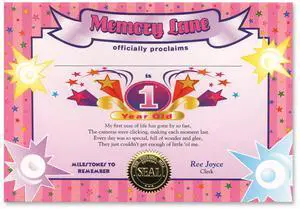 1 Year Old (Girl) Certificate