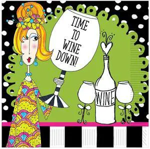 Dolly Mama'S Wine Celebration Lunch Napkins - Elegant And Vibrant (Pack Of 12)