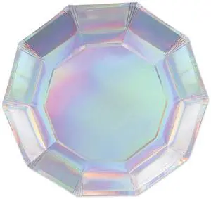 Elegant Iridescent Decagon Plates - Pack Of 12