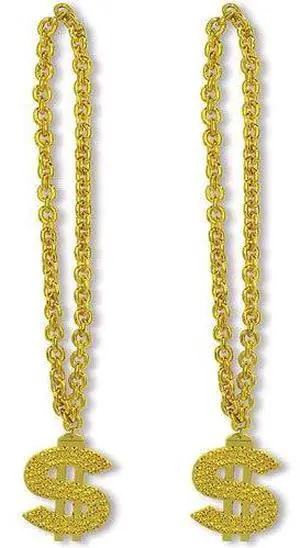 "Gold Chain Beads With $ Medallion - Elegant And Stylish (Pack Of 12)"