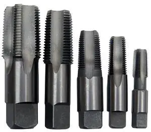 Drill America Carbon Steel Npt Pipe Tap Set In Carry Pouch 1/8" - 3/4" (5 Piece Set)