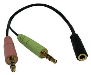 C-200 Mobile Headset Computer Adapter converts any headset with a single 3.5mm 4-pin shared audio plug (TRRS) into dual color coded 3.5mm plugs.  For use with computers, laptops and notebooks with dua