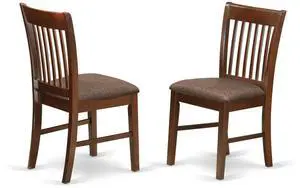 East West Furniture NFC-MAH-C Norfolk Dinette Chairs - Linen Fabric Upholstered Wooden Chairs, Set of 2, Mahogany