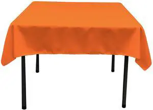 LA Linen Polyester Poplin Washable Square Tablecloth, Stain and Wrinkle Resistant Square Table Cover 52x52, Fabric Table Cloth Square for Dining, Kitchen, Party, Holiday 52 by 52-Inch, Orange