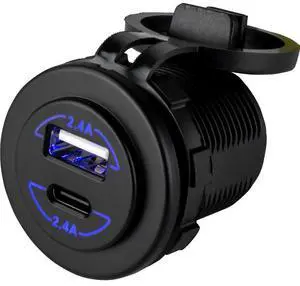 Sea-Dog Round Dual USB & USB-C Power Socket