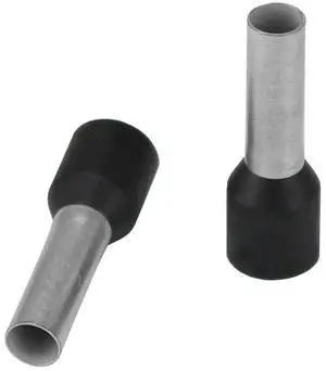 Pacer Black 10 AWG Wire Ferrule - 10mm Length - 25 Pack