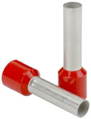 Pacer Red 16 AWG Wire Ferrule - 8mm Length - 25 Pack