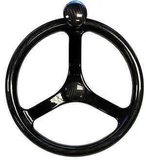 Schmitt Marine Carbon Fiber Primus Wheel w/Knob 13.5" w/Sanntoprene Finger Grip 3/4" Tapered Shaft w/CF Nut