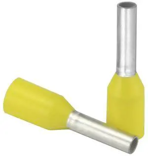 Pacer Yellow 18 AWG Wire Ferrule - 6mm Length - 25 Pack