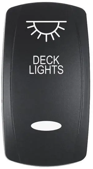 Pacer Actuator - 'DECK LIGHTS' f/V Series Contura Switches - Black - Laser Etched (Top/Bottom Light)