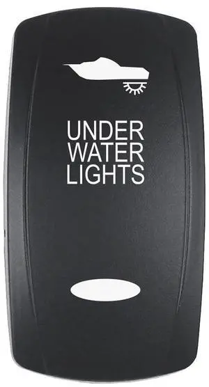 Pacer Actuator - 'UNDER WATER LIGHTS' f/V Series Contura Switches - Black - Laser Etched (Top/Bottom Light)